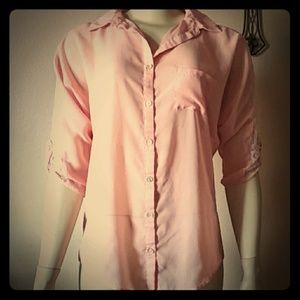 Rue21 S Salmon color, lace from neck to mid albow.